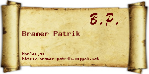 Bramer Patrik névjegykártya